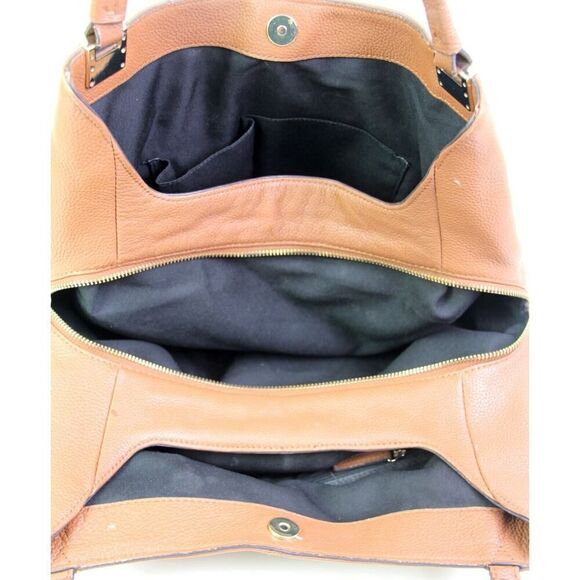 ROOMY Vince Camuto TAN BROWN GENUINE LEATHER SHOULDER BAG HANDBAG TOTE PURSE - Picture 11 of 16
